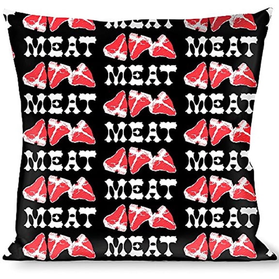 Buckle-Down Throw Pillow - Steaks w MEAT Text