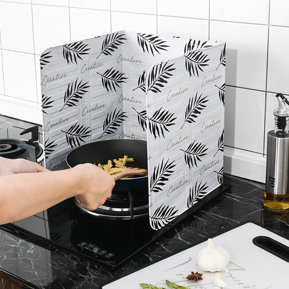 Nordic Style Oil Baffle Gas Cooker Aluminum Foil Kitchen Splash Guard Easy-topbuy Oil Baffle Wall Oil Splash Proof Baffle Foldable Resistant Oil Insulation Board.