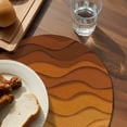 thumbnail image 3 of Orange Ombre Stripes Round 15 Inch Placemats Set of 8, Farmhouse Retro Abstract Waves Art HeatResistant Non Slip Place Mats for Dining Table, Wipeable Braided Kitchen Table Mats for Housewarming, 3 of 9
