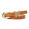 thumbnail image 2 of sunsanly Women Belt Metal Butterflies Decor Multi Holes Adjustable Length Waistband Imitation Leather Street Style Solid Color Belt, 2 of 8