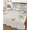 thumbnail image 3 of Quilts Queen Size Bedding Set, Sage Green Eucalyptus Lightweight Quilted Comforter, Weeping Botanical Leaves Linen Soft Reversible Bedspread Coverlet with Pillow Covers for All Season, 90" x 96", 3 of 7