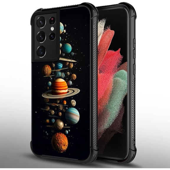 Case Compatible with Samsung Galaxy S21 Ultra, The Planets and The Galaxies Back Soft Silicone Acrylic TPU Design Shock Fall Prevention Protective Case for Samsung Galaxy S21 Ultra
