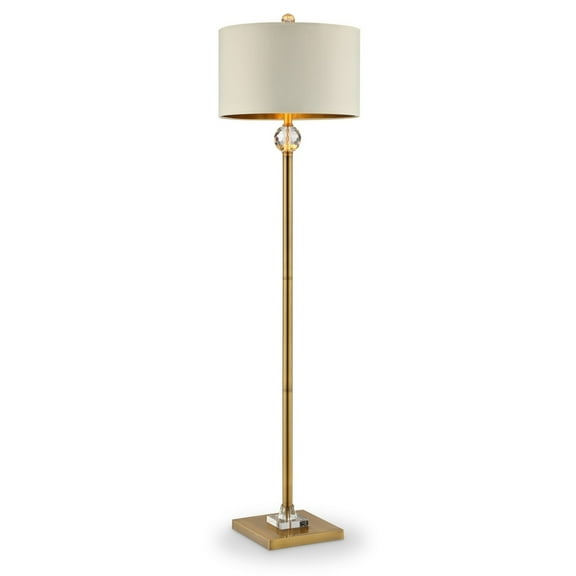 Floor Lamp with Crystal Orb and Metal Stalk Support, Gold