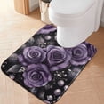 thumbnail image 2 of Yayeee Bath Rugs for Bathroom Floor Set of 2 Non Slip Fluffy Soft Absorbent Mat, Purple Roses, 2 of 7