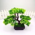 thumbnail image 5 of Shisuyan Artificial Guest-Greeting Pine Bonsai Mini Simulation Tree Plant Home Decor (Green), 5 of 5
