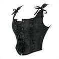 thumbnail image 3 of Hpapadks Corset Belts for Women Vintage Adjustable Straps Front Lace Up Bustier Bodysuit Slim Fit Floral Embroidery Patterns Corset Belt Halloween Black, 3 of 7