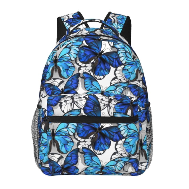 Easygdp Blue and White Butterflies Mochila Ergonómica Versátil para Laptop - Múltiples Bolsillos, Correas Ajustables, Unisex para Escuela, Viajes y Actividades al Aire Libre-One Size