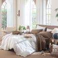 thumbnail image 6 of MooMee 100% Washed Cotton Sheet Set King Linen Like Textured Breathable Durable Soft Comfy 4pcs (Brown), 6 of 6