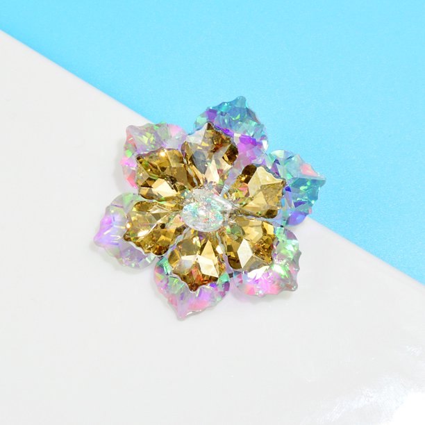 Xiao Hua Broches de flores de cristal, broche de loto de cristal, para bodas, fiestas, vestidos y bufandas, regalo para ella, D13