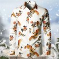 thumbnail image 2 of Mens Shirts Casual 3D Floral Print Comfortable Long Sleeve Button Down Lapel Blouse Loose Lightweight Men Dress Shirt Orange L, 2 of 3