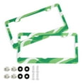 thumbnail image 2 of 2-Pack Aluminum License Plate Frame with 2 Holes for GM License Plate Cover with Free Screws Light Green Flowing Lines, 2 of 8