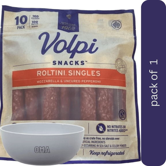 Volpi Snacks Roltini Singles with Mozzarella and Uncured Pepperoni, 10 ct. with bowl by OMA