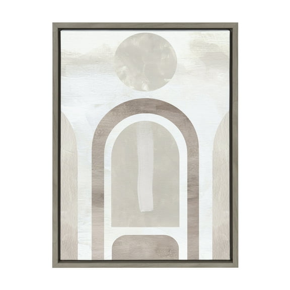 Kate and Laurel x Alexander Ginzburg Collaboration Titled Sahara Gray Framed Canvas Wall Art, 18x24 Gray, Neutral Abstract Art