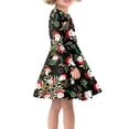 thumbnail image 2 of Renewold Adorable Teen Long-Sleeve Midi Dress Snowflake Santa Graphic Christmas Princess Dress for Kids Girls Size 2XL Winter Outdoor Dance Skater Dress, 2 of 4