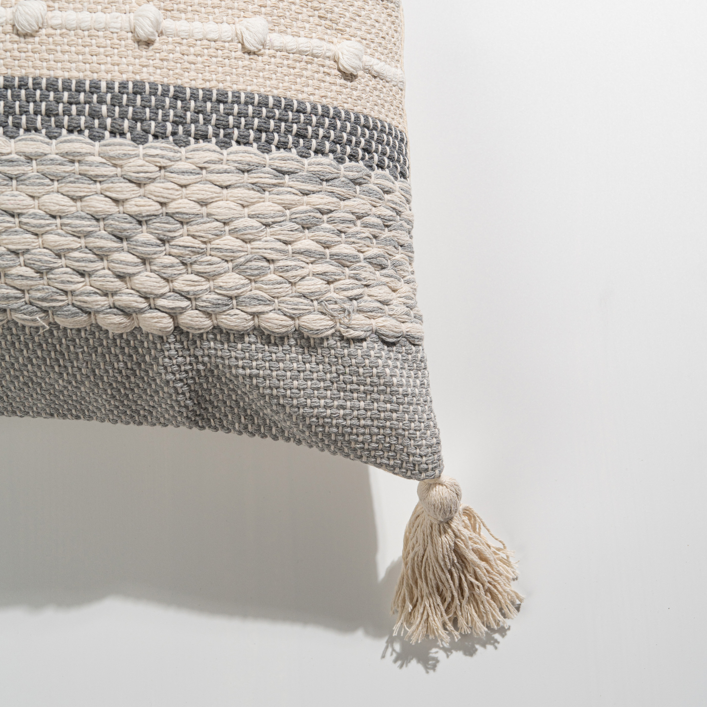 BlissBlush Gray Boho Throw Pillow Cover 20x20 Grey Decorative Accent Pillow for Couch Square Woven Textured Pillowcase Modern Farmhouse Pillow for Bed Bohemian Pillow Cover (Pack of 1)
