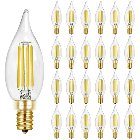 Hizashi Candelabra LED Light Bulbs, 90+ CRI, E12 LED Bulb Dimmable 40W, 5000K Daylight White 4W 450LM, CA10 Chandelier Light Bulbs, Flame Tip Candle Light Bulbs, UL