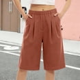 thumbnail image 2 of fheaev Wide Leg Shorts for Women Elastic Waist Knee Length Loose Fit with Pockets Summer Casual Beach Vacation Wear M-3XL, 2 of 6
