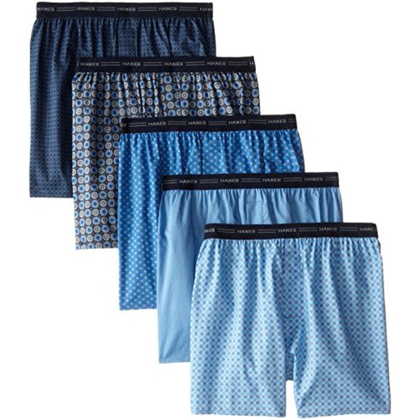 Hanes Red Label Men's 5-Pack FreshIQ Printed Woven Exposed ...