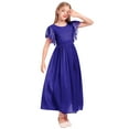 thumbnail image 6 of IBTOM CASTLE Flower Girl Flowy Ruffle Chiffon Trim A-Line Dress for Kid Wedding Junior Bridesmaid Communion Party Pageant Maxi Belted Gown 9-10 Years Royal Blue, 6 of 8