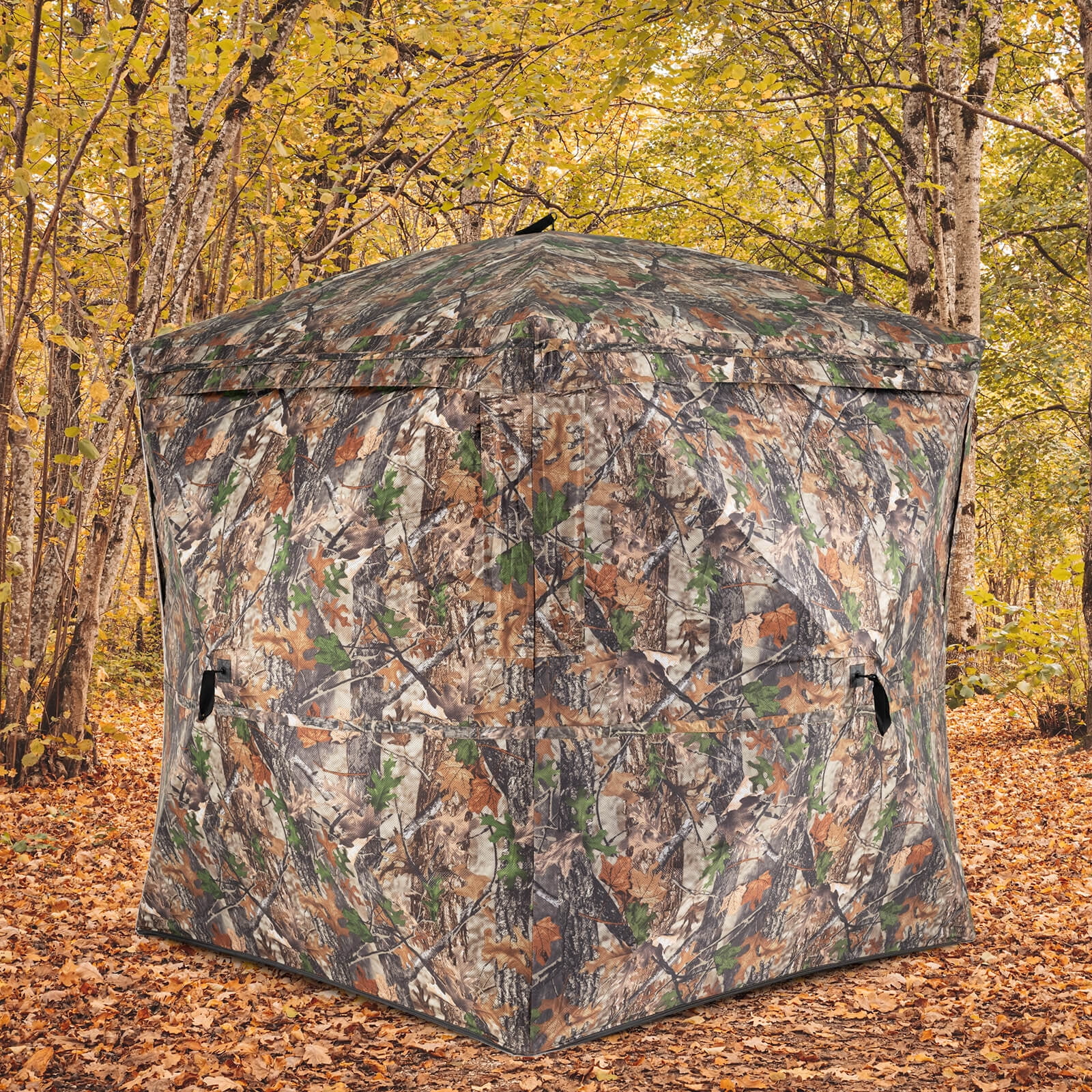 Costway 270° See Through Hunting Blind Tent, 2-3 Person Pop-Up Ground Blind with Windows