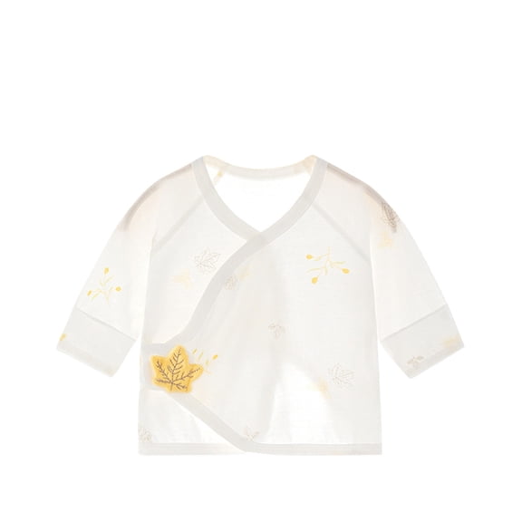 Newborn Baby Boys Girls Side Snap Shirts Cute Graphic Print Cotton Long Sleeve Kimono Bodysuits Unisex Infant Comfy Tee Shirts Top