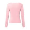 thumbnail image 5 of Tops ajustados para mujer: top corto de manga larga y cuello redondo, básico, ajustado, mezcla de poliéster, para entrenamiento/yoga/informal, tallas S-XL, 5 of 5