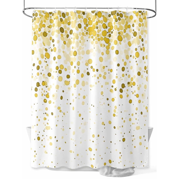 Yellow Polka Dot Shower Curtain Set ，Waterproof Fabric Shower Curtains Watercolor Yellow Gradient Shower Curtains for Bathroom,Bathroom Decor 72"x84"