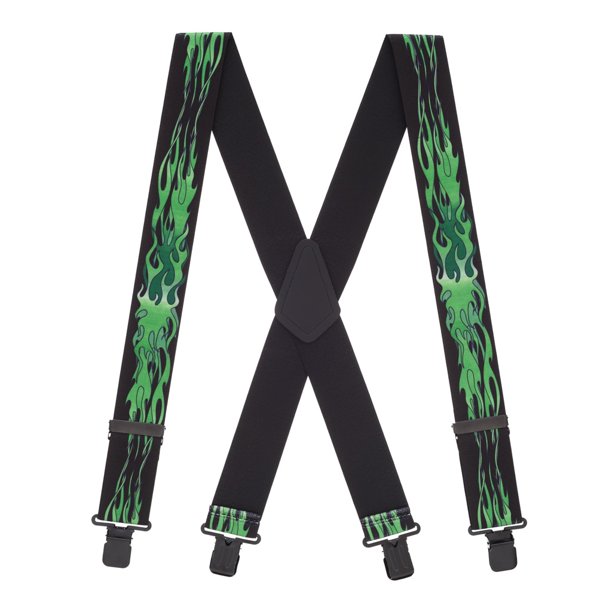 SuspenderStore Suspender Store 54 IN Green Flames Suspenders 2 Inch