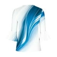 thumbnail image 5 of Womens Tops Ladies Top Floral Print V-Neck Short Sleeve Button T-Shirt Blue L, 5 of 5