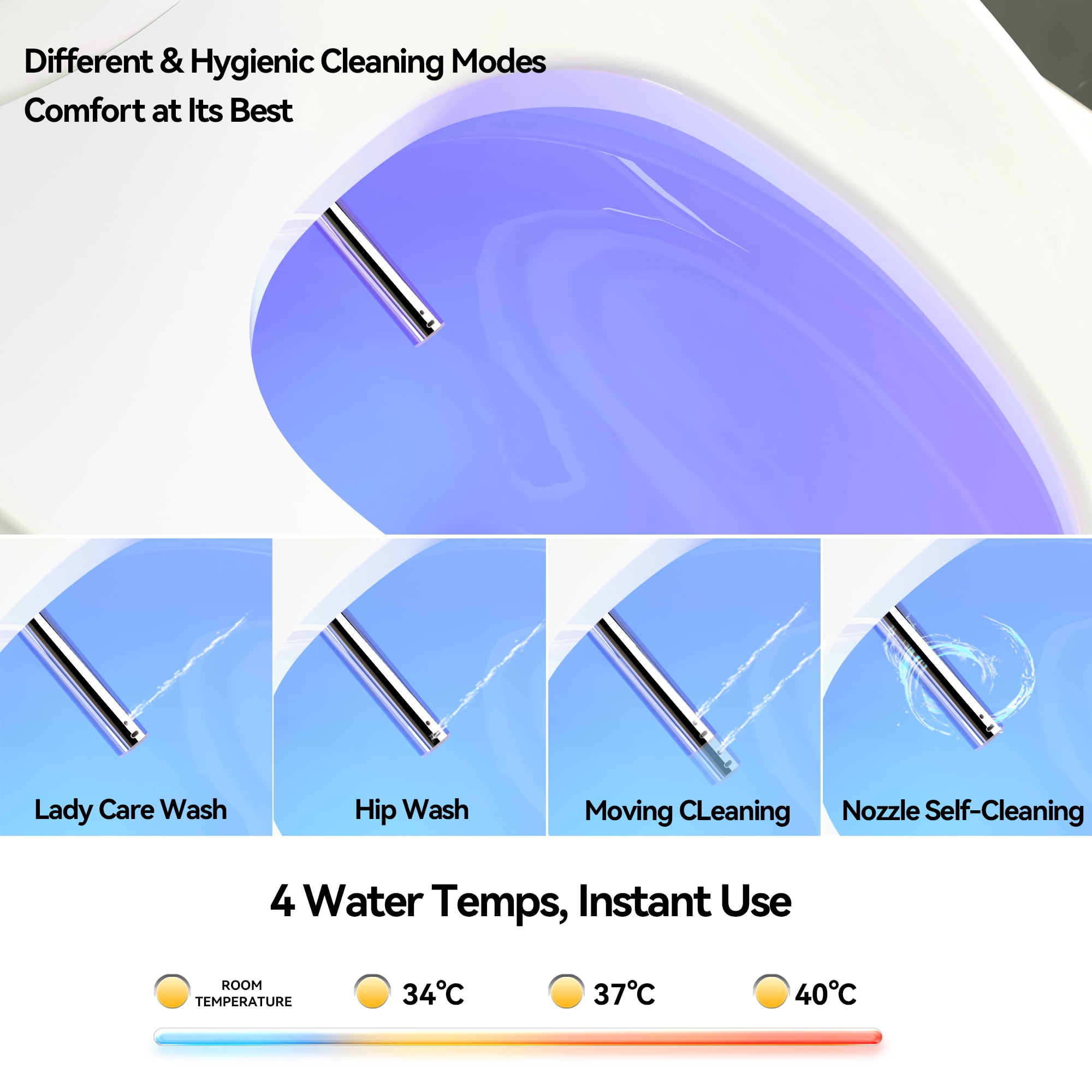 Leumius Smart Toilets with Built-in Bidet,Intelligent Toilet with Heated Bidet Seat,Auto Open/Close Seat,Dryer and Warm Water