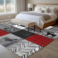 thumbnail image 5 of 8x10 Washable Area Rug, Geometric Patchwork Non-Slip Extra Large Rectangle Rug for Living Room Bedroom, Vintage Black Red Miu Deer Abies Indoor Floor Mat for Home Decor, 5 of 9