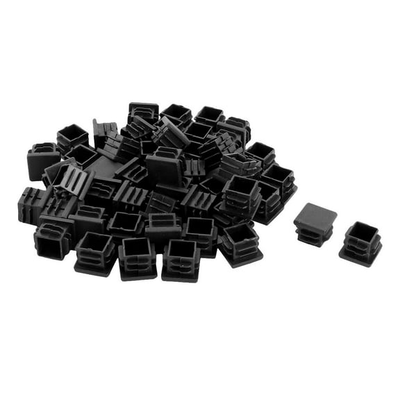 Unique Bargains 50 Pcs Antislip Plastic Square 18.5mm x 18.5mm Chair Foot Cover Table Furniture Leg Protector Black