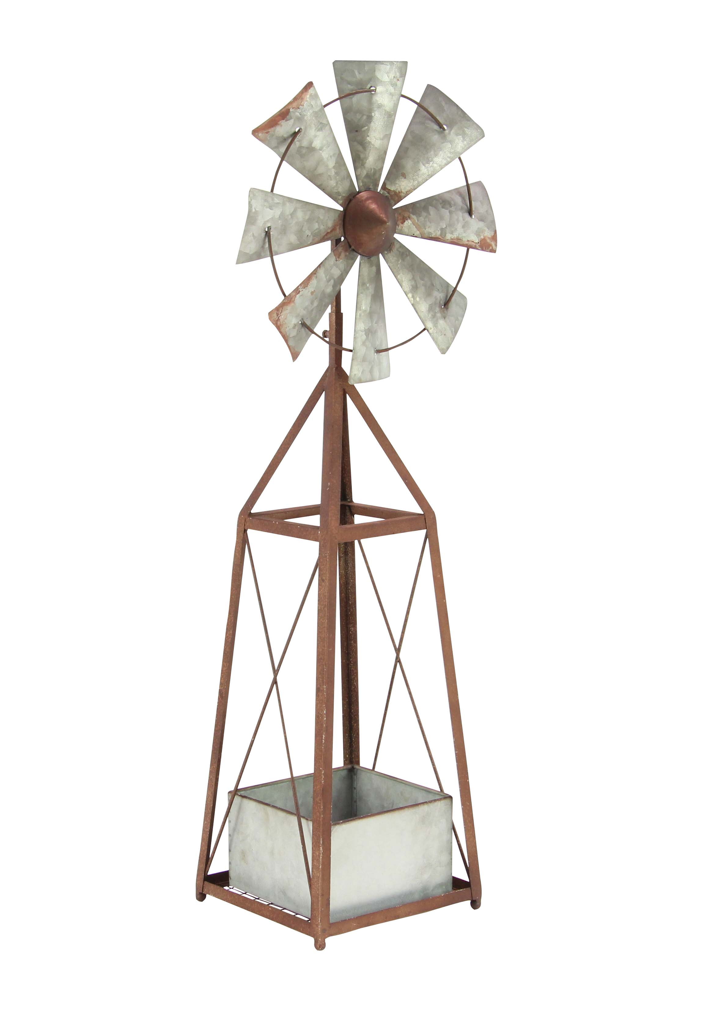 Decmode 39 Inch Farmhouse Iron Windmill Planter, Brown by DecMode