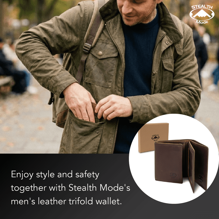 Stealth Mode Trifold Wallet RFID Blocking, Crazy Horse Brown photo 5