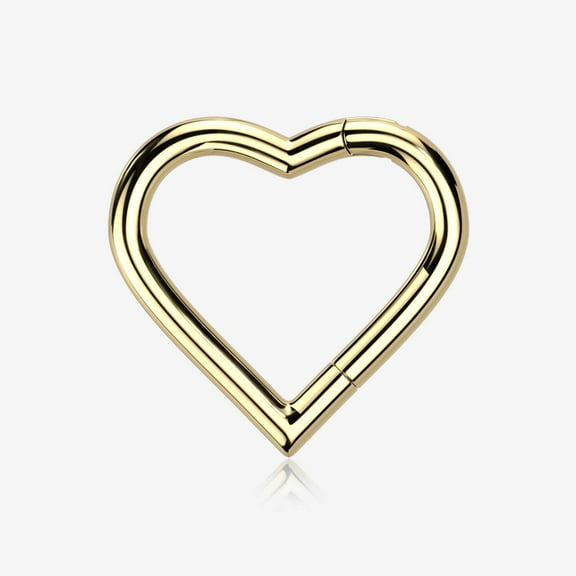 Implant Grade Titanium Golden Heart Basic Geometric Clicker Hoop Ring