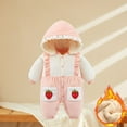 thumbnail image 2 of DHFJKG Baby Toddler Ruffles Jumpsuits Onesie With Hood Thick Fuzzy Lining Long Sleeve Button Down Romper For Boys Girls Children 0-24 Months Home Relaxation Winter Warm Cozy Onesies, 2 of 3