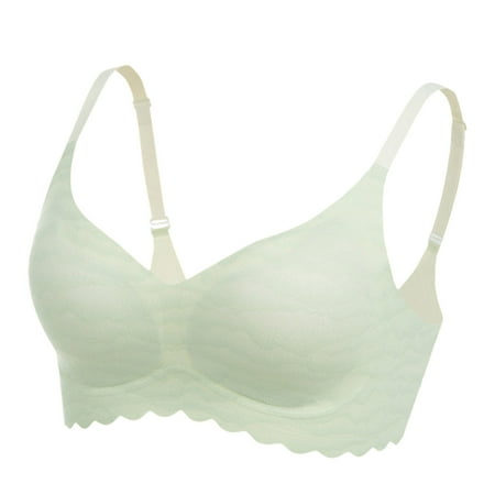 LIUCZHIOP Bras For Women Underwire Seamless Minimizer Push-Up Lightweight Latex Support Underwear Lift Light Green XL