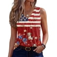 thumbnail image 2 of KDDYLITQ Independence Day Freedom Shirts for Women Freedom 250th Birthday V Neck Tanks 4th July American Flag 4th Of July Tees Red White and Blue Cute Sleeveless Tops Deep Red S, 2 of 7