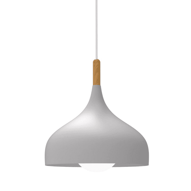Lampara De Techo Colgante Macaron Retro Con Madera 30 Cm de Diámetro ilios innova Gris