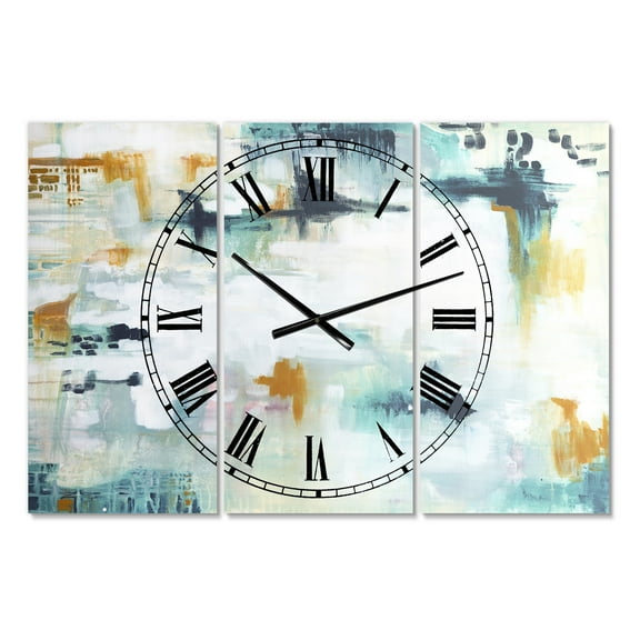 Designart 'Teal And White Composition ' Oversized Modern Wall Clock
