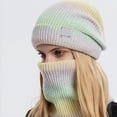 thumbnail image 3 of 2 Pcs Womens Winter Hats Scarf Set Gradient Color Hat Thickened Warm Ear Cold Knitted Hat Two Piece Set, 3 of 5
