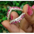 thumbnail image 2 of Marquise & Round Cut Pink Ruby Enhancer Ring in 925 Sterling Silver - Wedding Ring Guard, 2 of 2