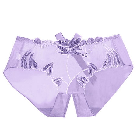 Fulorrnie Underwear for Women Plus Size Briefs Seamless Comfort Panties Cute Open Crotch Elastic Waist Breathable Panty Purple 40-55kg