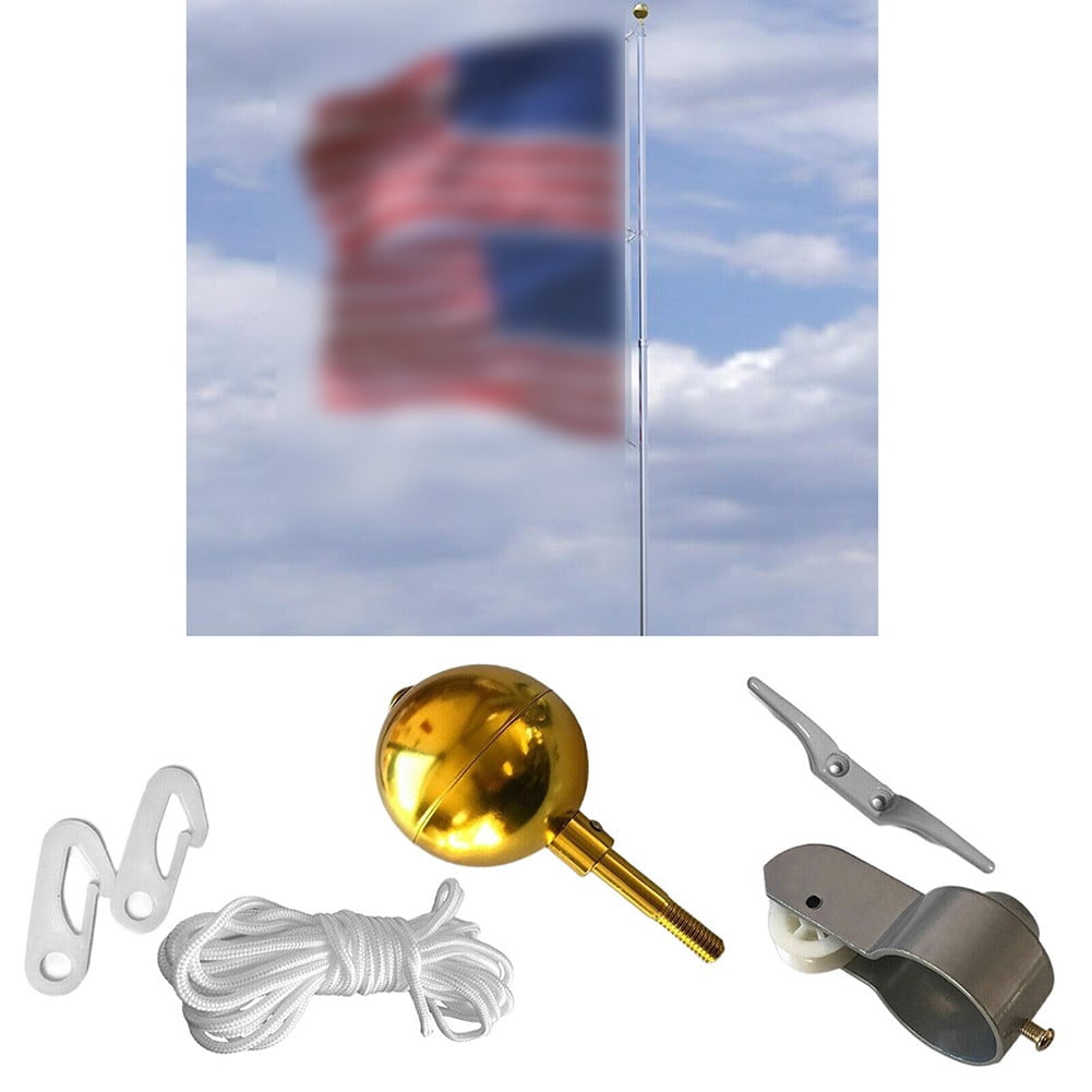Gold Plated Round Hand Waving Flag Pole Cap Outdoor Flagpole Accessories Kit