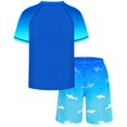 thumbnail image 3 of Conjunto de traje de baño de dos piezas para niños, protector contra salpicaduras y bañador de manga corta, Blue Shark, 3 of 6