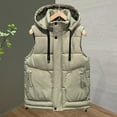 thumbnail image 2 of USNSM Men's Thickened Warm Winter Hooded Puffer Vest Sleeveless Zip Up Padded Jackets Coat Lightweight Quilted Gilet with Pockets Green XXXL, 2 of 3