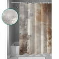 thumbnail image 4 of Brown Grey Retro Oil Paint Shower Curtain, 72" x 72", Watercolor Gradient Waterproof Bathroom Curtain Washable Shower Curtain Set with 12 Hooks, 4 of 6