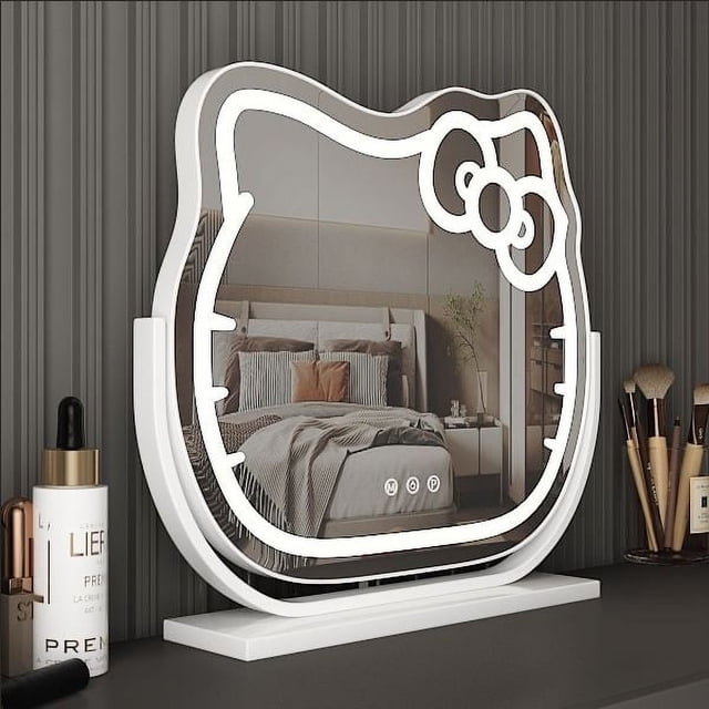 El espejo cosmético de encargo del tamaño grande del espejo de Hello Kitty para las mujeres llevó el espejo mágico ligero de la pantalla del tacto