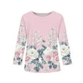 thumbnail image 5 of Abcomgle Kids Long Sleeve Shirt Girls Crewneck Fall T-Shirts for Kids Girls Casual Basic Top for Girls Loose Vintage Floral Print Girls Blouses 6-7 Years,Pink, 5 of 6