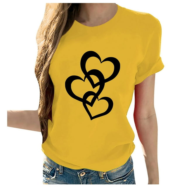 Yuyuzo Hauts d'Été pour Femmes 2025 Blouse de Travail Basique Tendance Col Rond Manches Courtes T-Shirts Quotidiens Tuniques Cadeaux pour Femmes